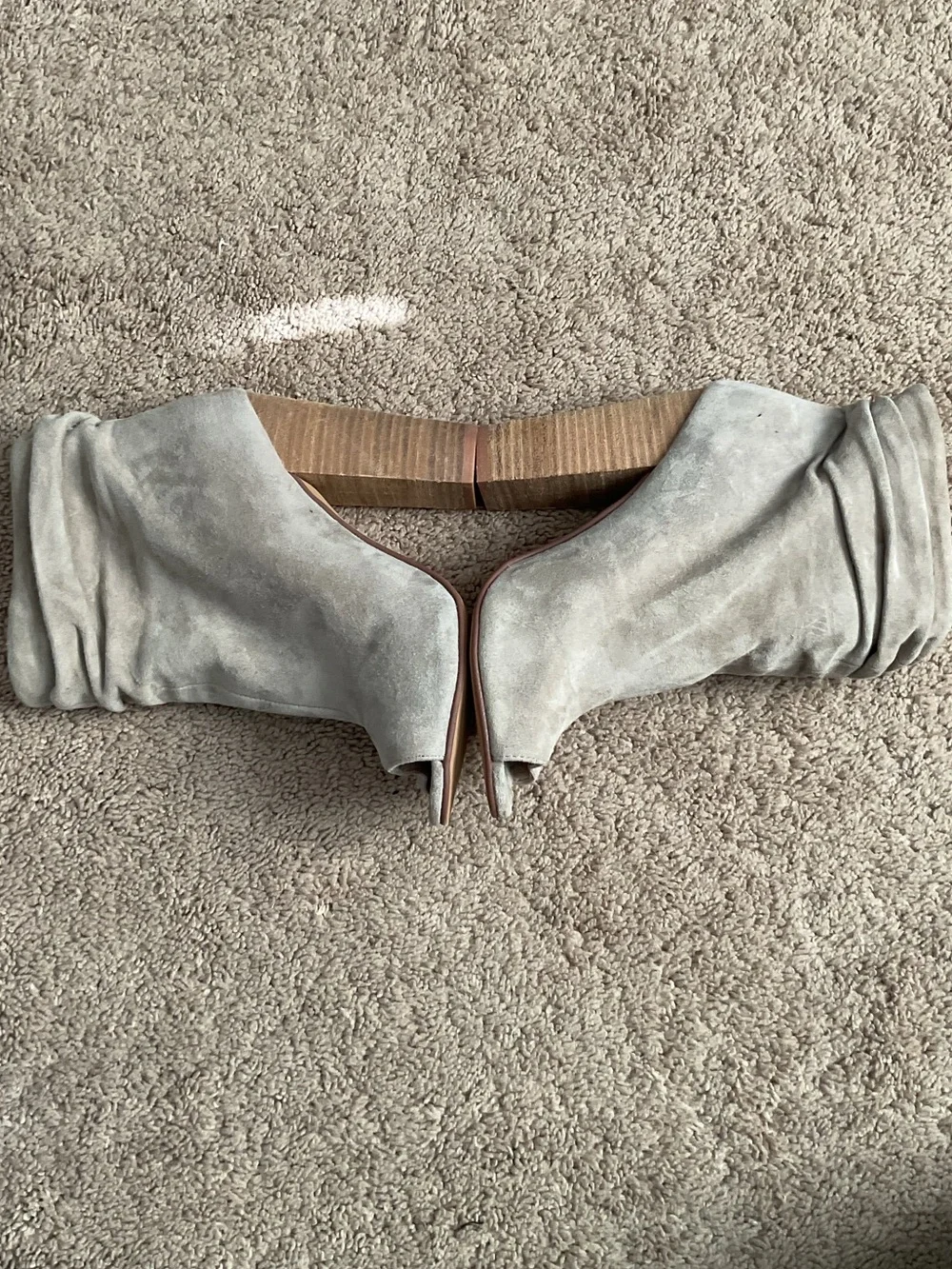 Chinese Laundry Women's Suede Peep-Toe Slouch Booties - Light Taupe